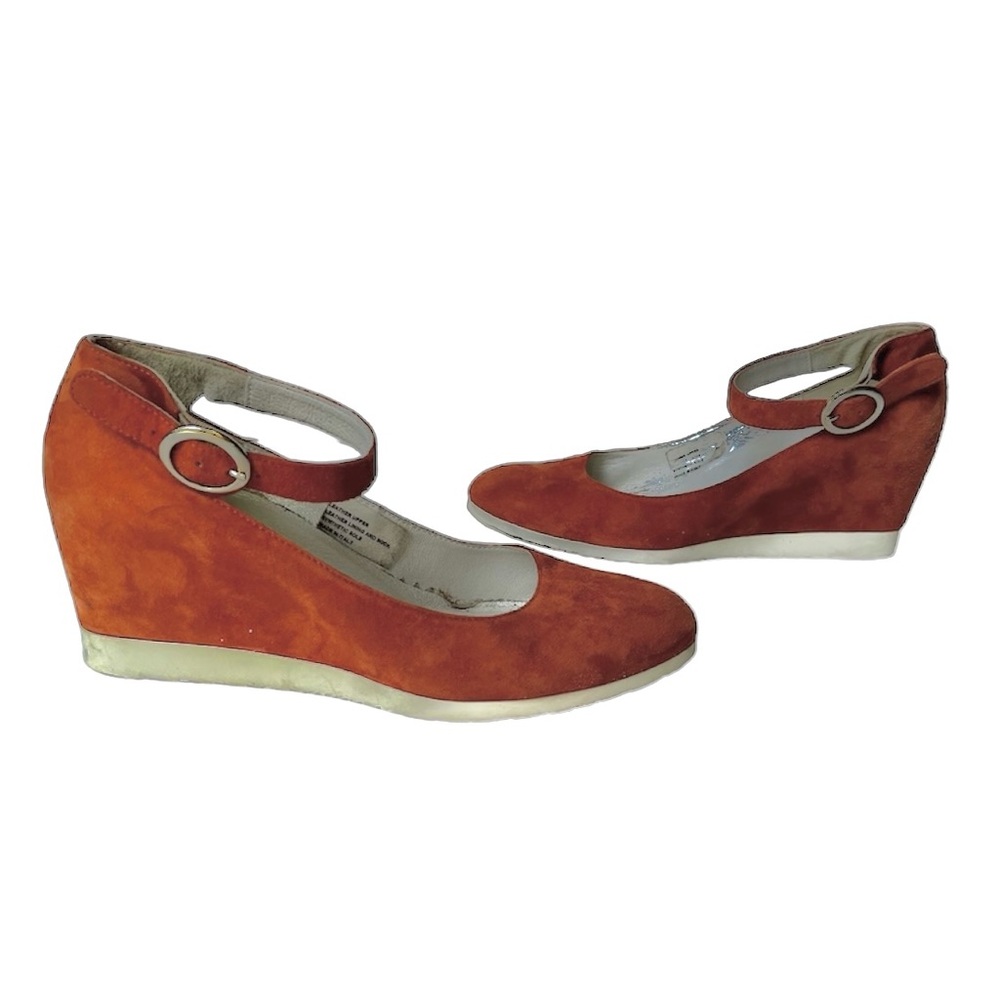 Sundance Suede & Leather Closed Toe Wedge Ankle Strap Sandal 39